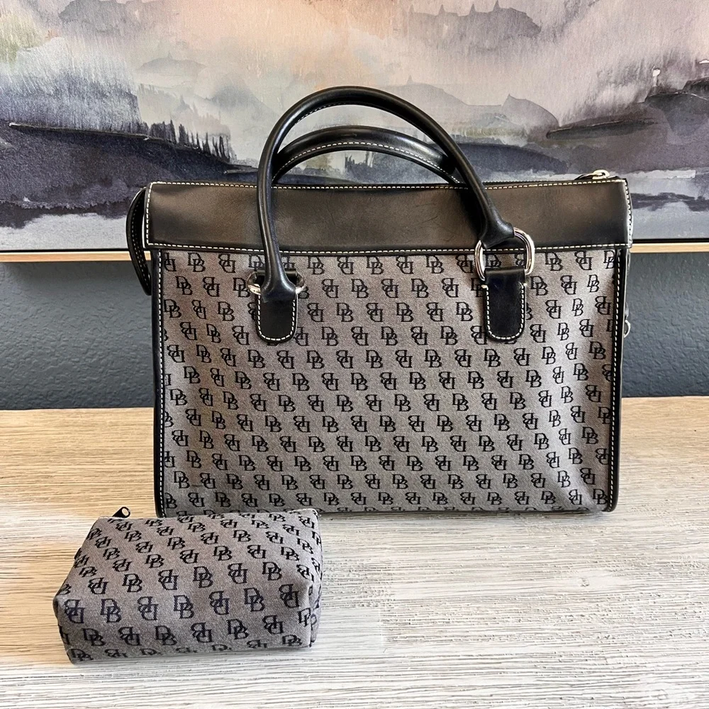 Dooney & Bourke Black Monogram Satchel with Pouches